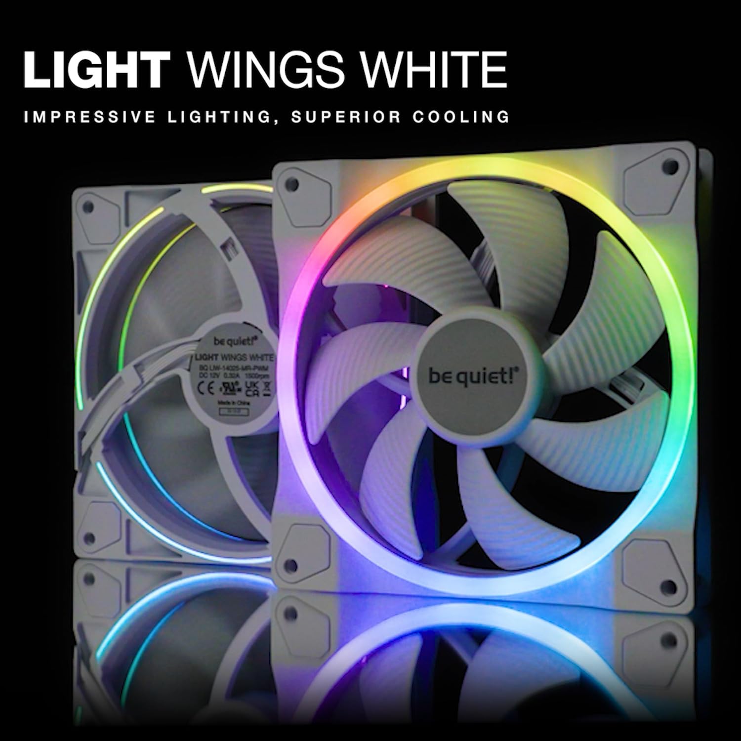 be quiet! Light Wings White 140mm PWM high-speed Triple Pack Gehäuselüfter