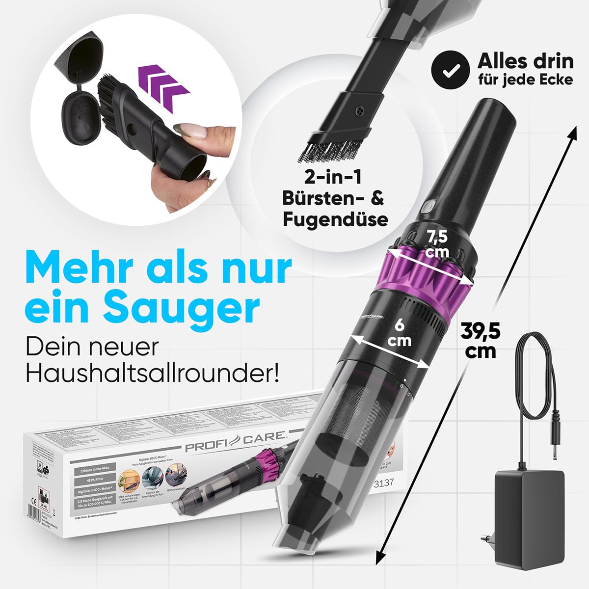 PROFI CARE PC-AKS 3137 Akku-Handstaubsauger ohne Stiel