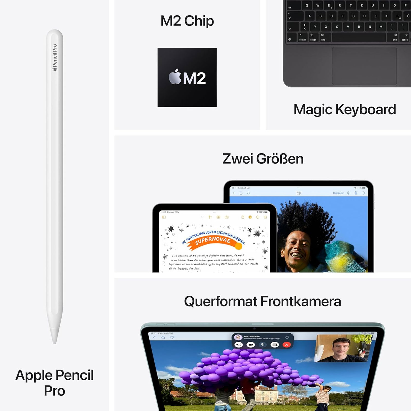Apple iPad Air, 13 Zoll, Space Grau, 2024, WiFi, 128 GB