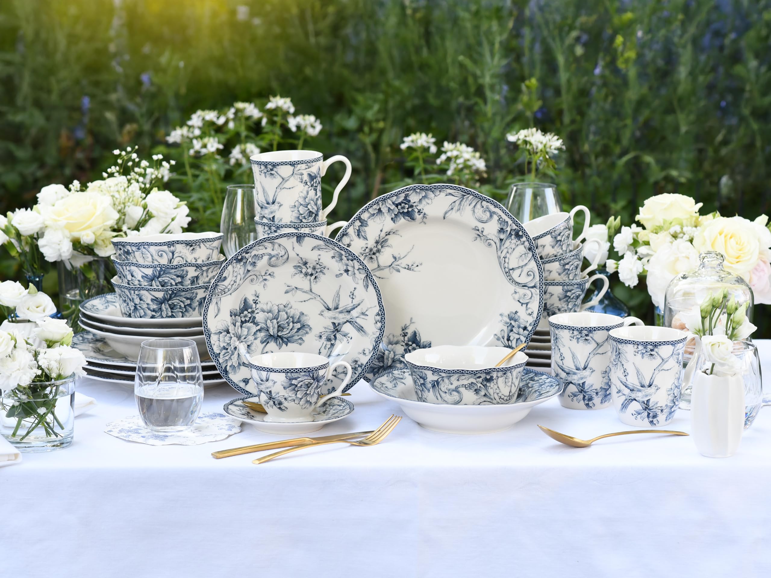 CreaTable, 24772, Serie Adelaide Blau, 20-teiliges Geschirrset für 4 Personen