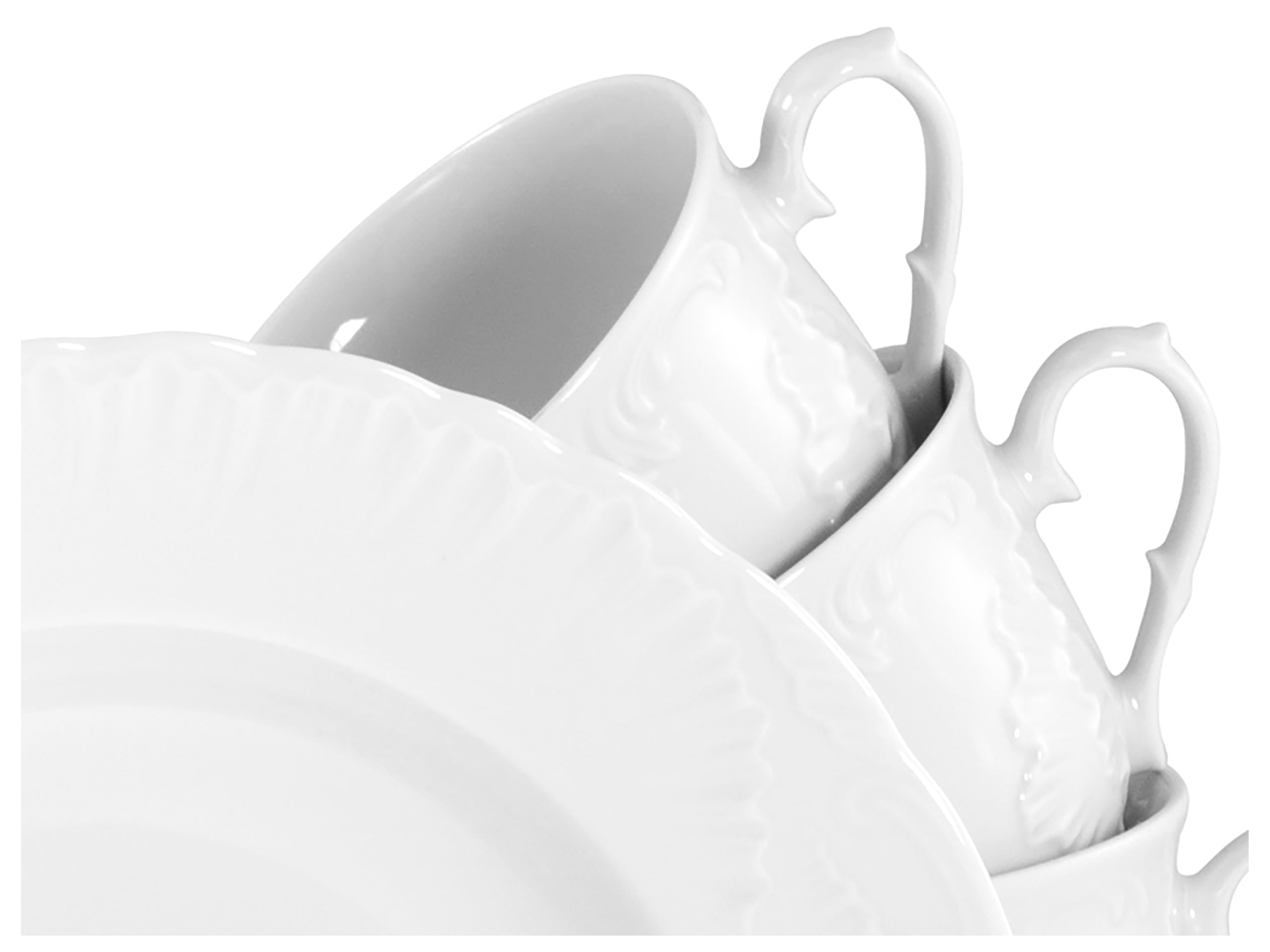 CreaTable, 12644, Serie Rokoko Weiss, 30-teiliges Geschirrset für 6 Personen