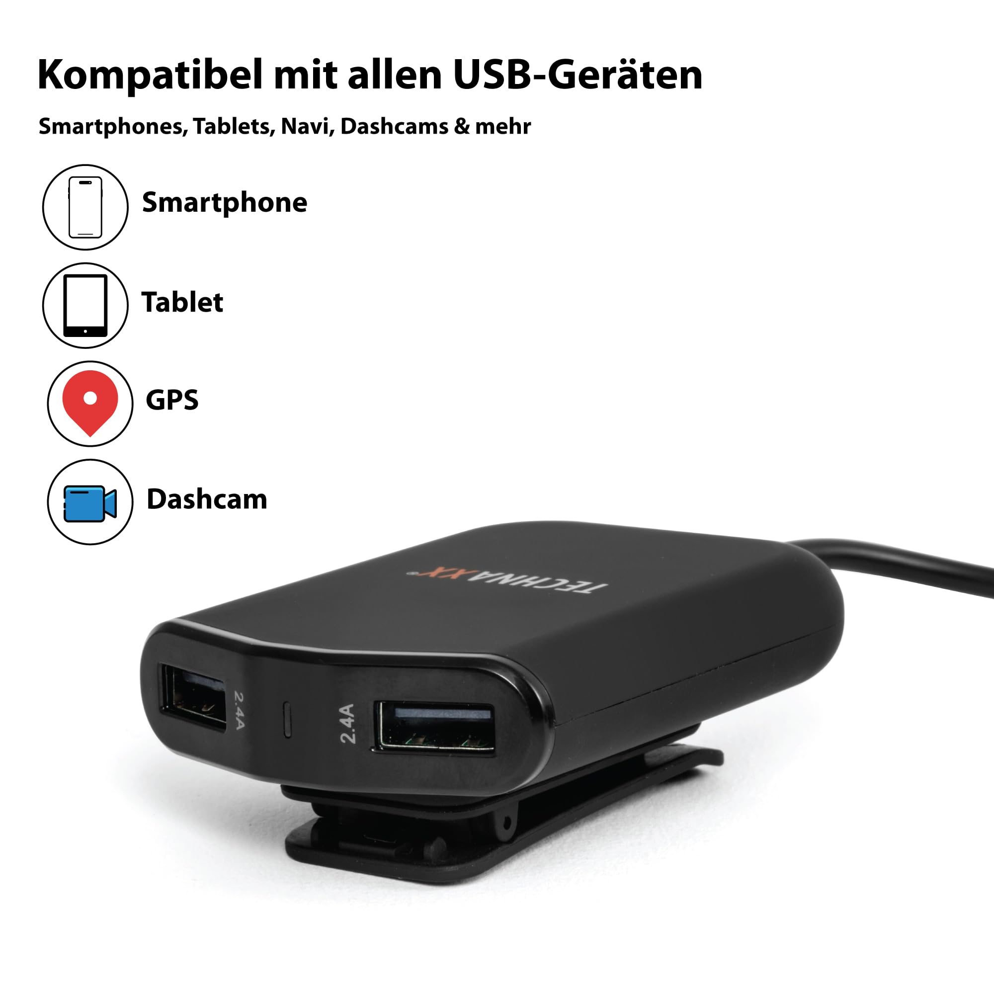 Technaxx Family Car Charger 4x USB (4x max. 2.4A), (TE14)