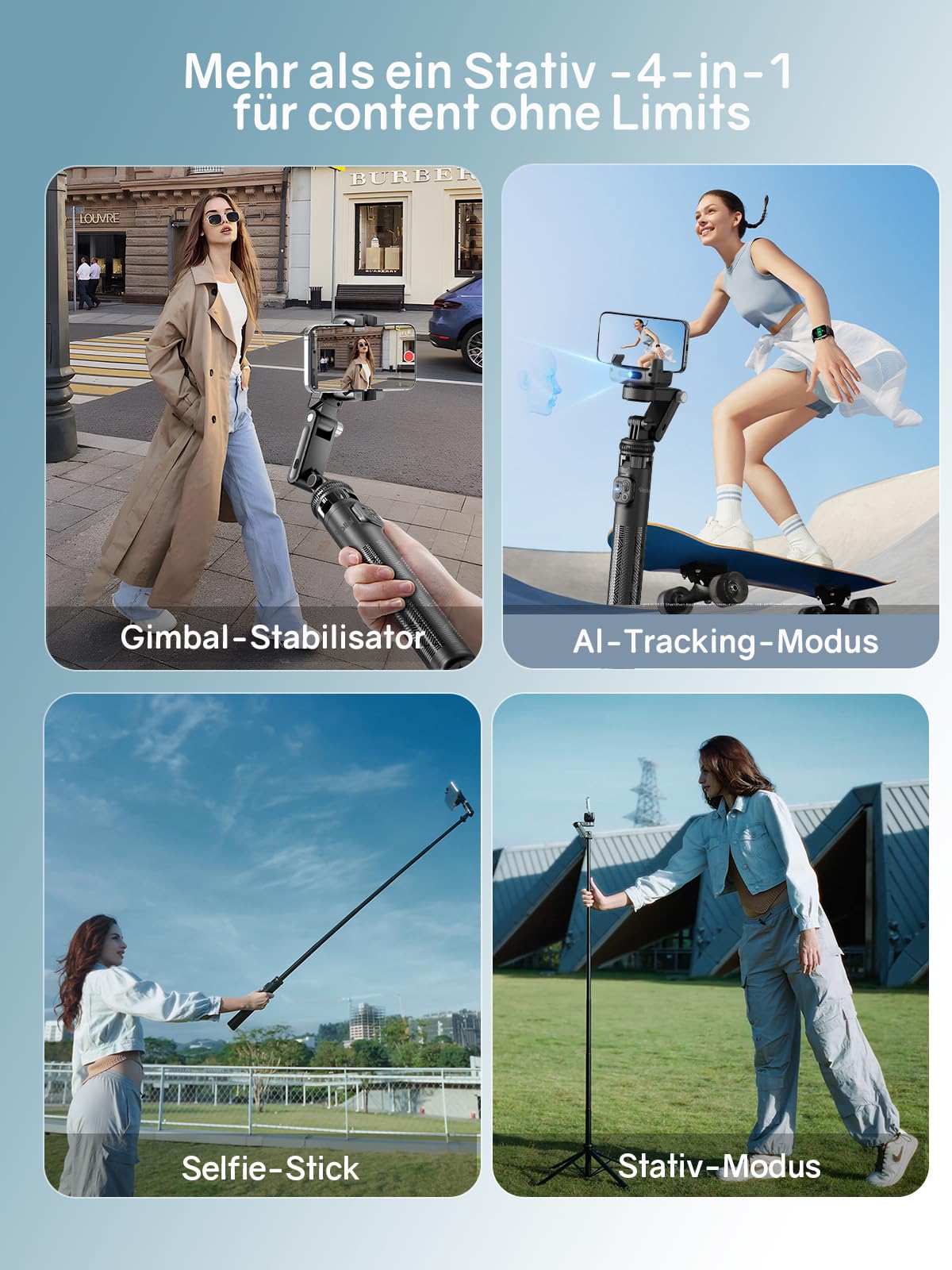 Rollei Easy Creator Gimbal mit AI Tracking  Selfie Stick