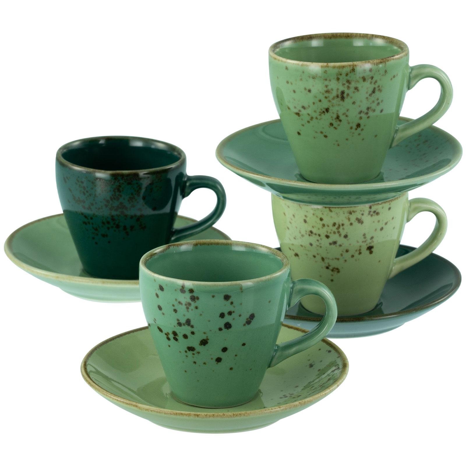 CreaTable, 22881, Serie Nature Collection Green Life, 8-teiliges Geschirrset, Espresso Set aus Steinzeug