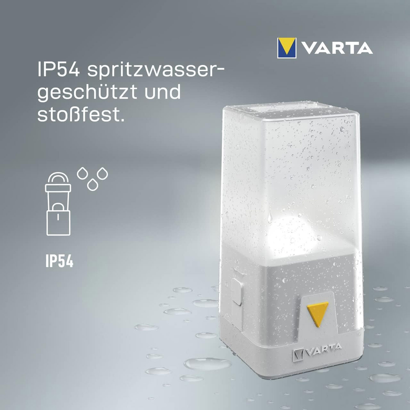 VARTA Outdoor Ambiance L10 Campingleuchte (Batteriebetrieben (3x AA), 6 verschiedene Farben, Aufhängemöglichkeiten, spritzwassergeschützt, Dimmfunktion)