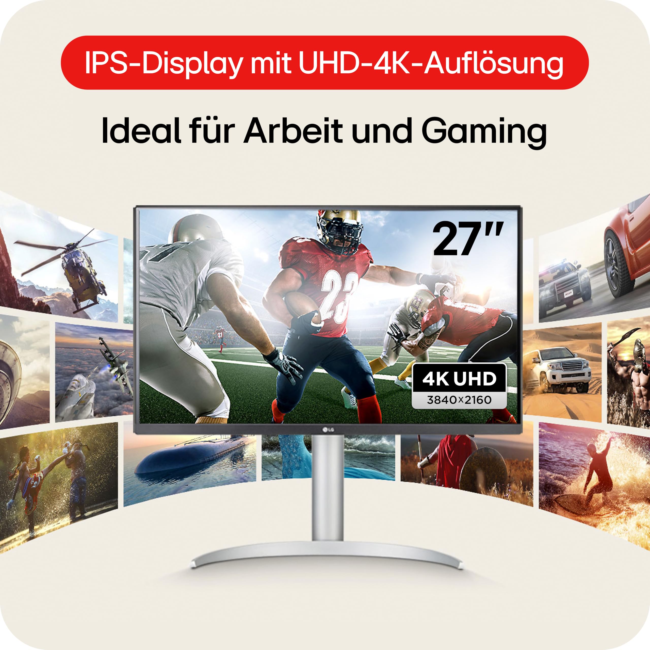 LG, 27 Zoll, Ultra HD 4K Monitor, 68.4cm, 16:9, Super Resolution