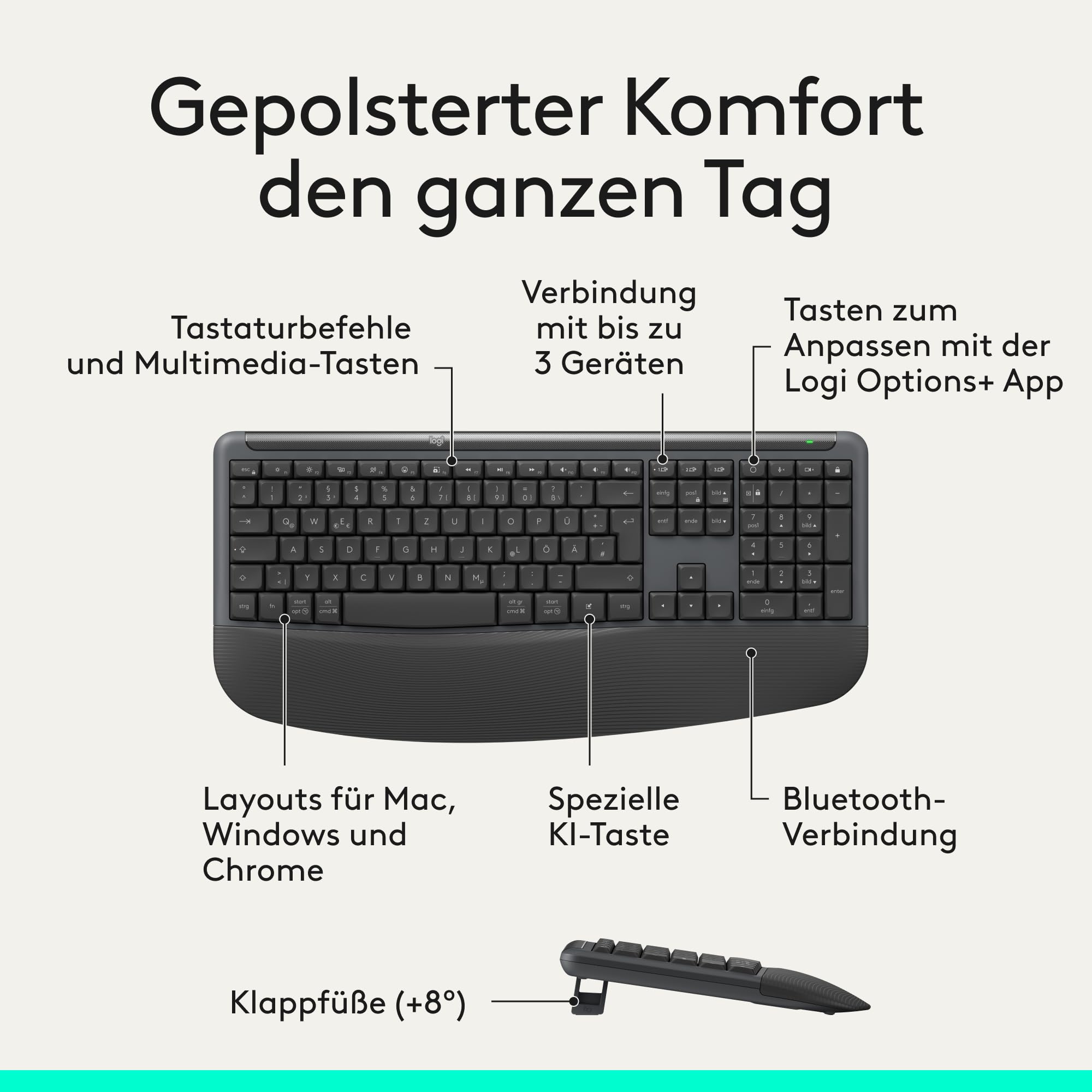 Logitech Signature Comfort Plus Combo MK880, kabelloses Tastatur-Maus-Set