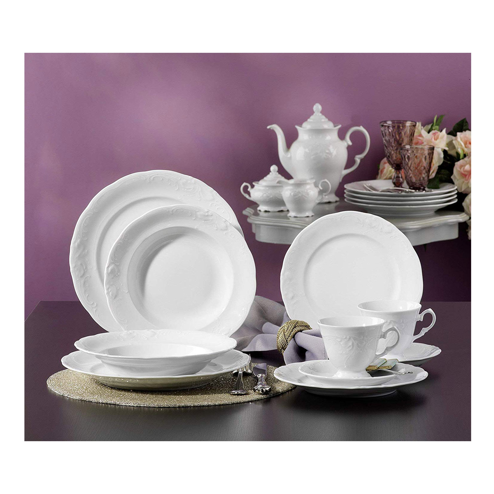 CreaTable, 13449, Serie Frederike weiss, Tafelservice 12 teilig