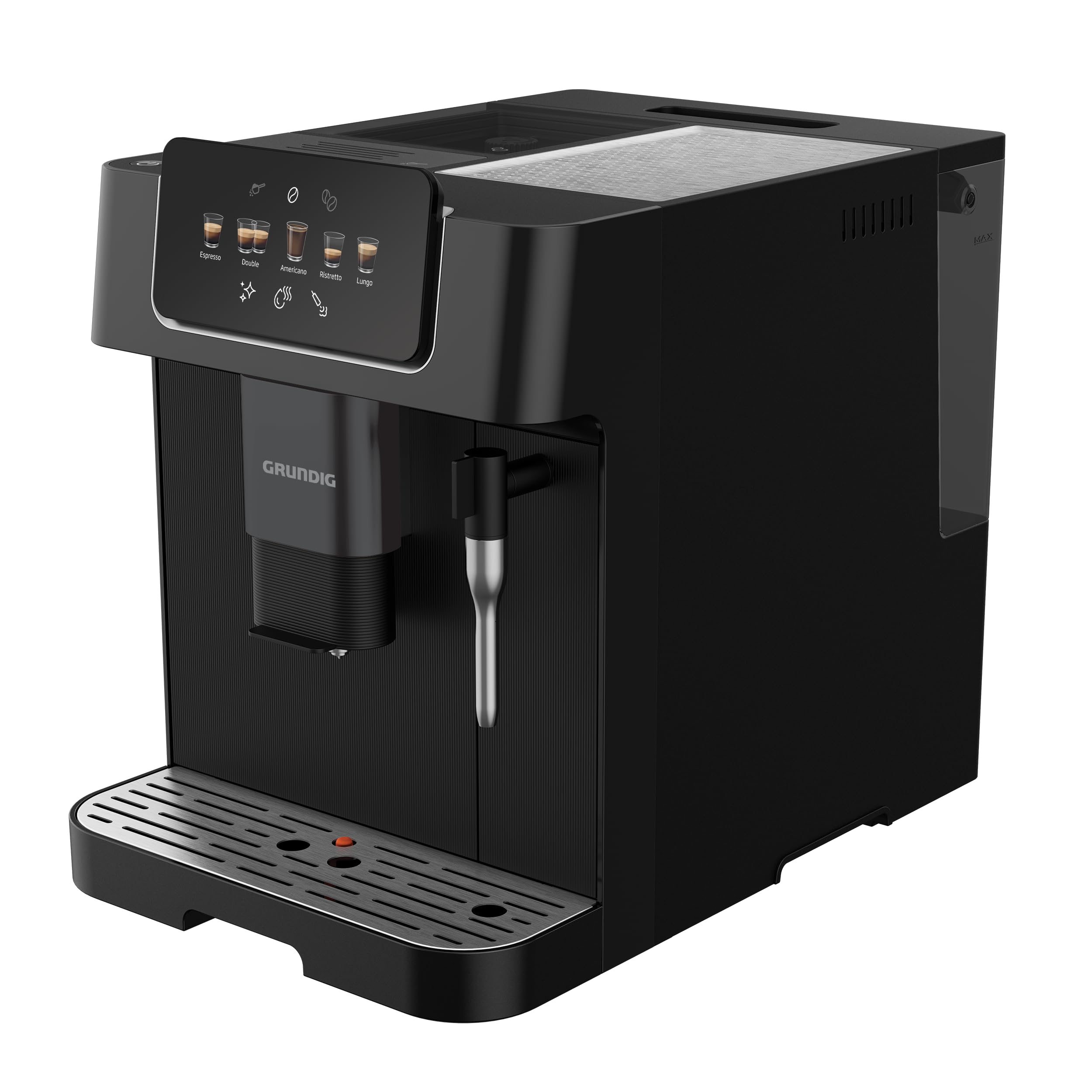 GRUNDIG KVA 6230 Kaffeevollautomat mit Milchaufschäumdüse, Edelstahlmahlwerk