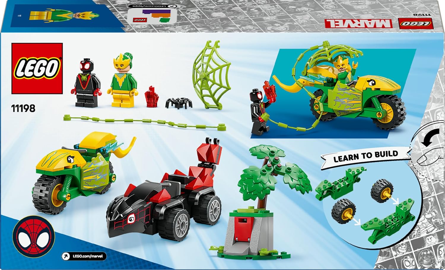 LEGO Marvel Actionspaß mit Spin und Electro in ihren Dino-Flitzern 11198