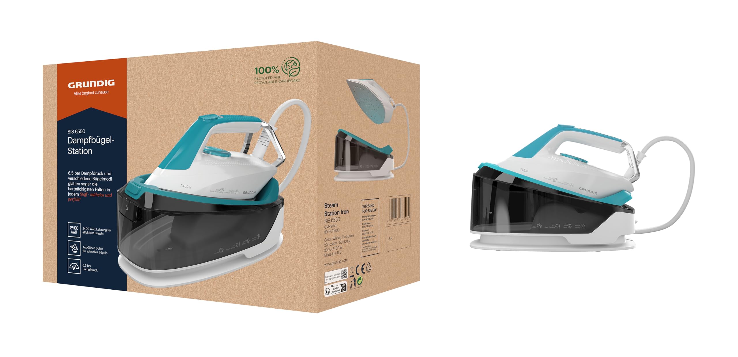 GRUNDIG SIS 6550 Dampfbügelstation, 2400 W, 6,5 bar
