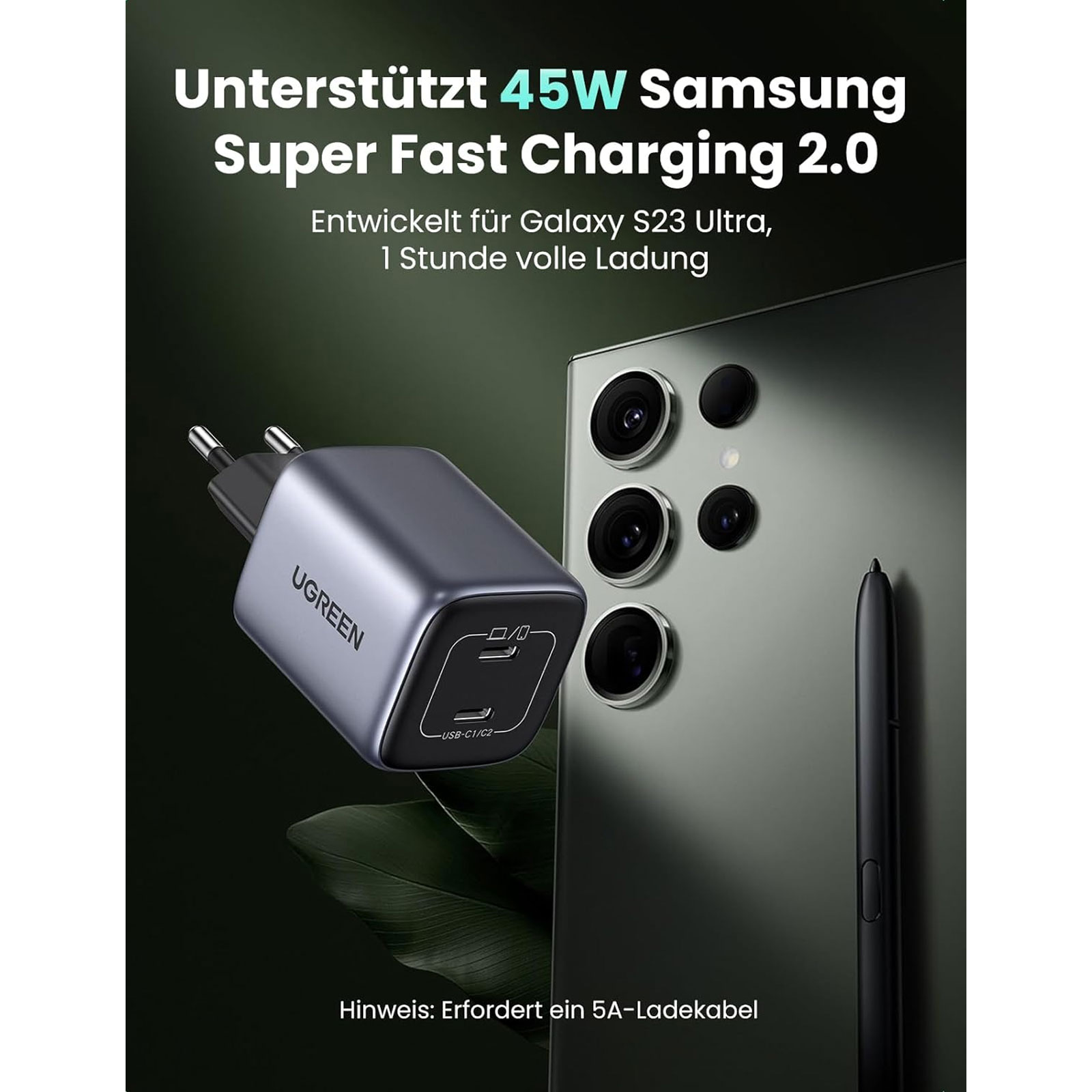 uGreen Ladegeräte UGR CHARGER 45W DUAL USB-C PD