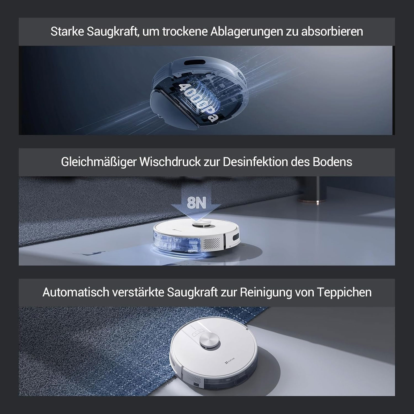 EZVIZ RE4 Plus Saugroboter mit Wischfunktion