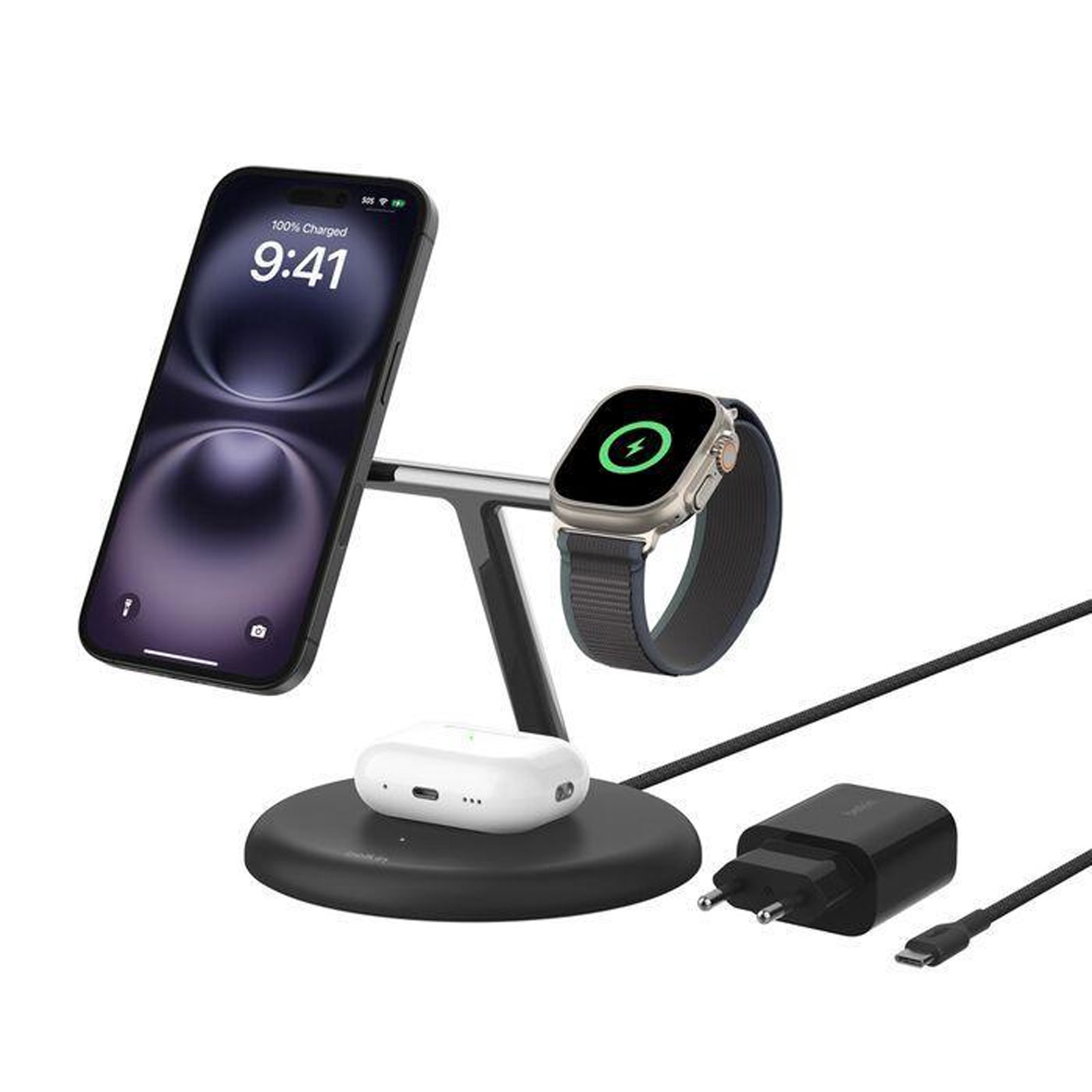 BELKIN BoostCharge Pro Kabellose magnetische 3-in-1-Ladestation mit Qi2
