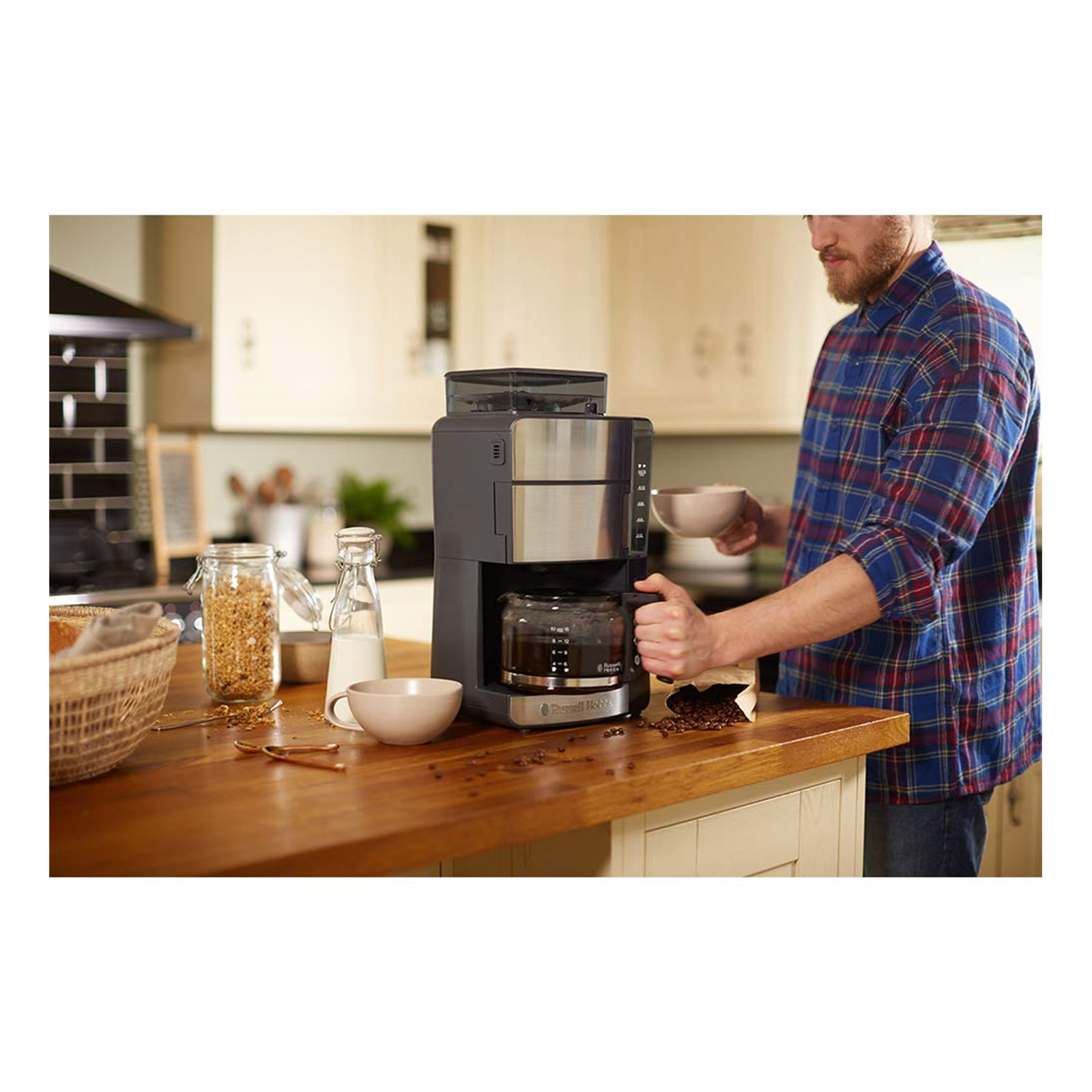 Russell Hobbs 25610-56 Grind & Brew Kaffeeautomat mit Mahlwerk Edelstahl / schwarz