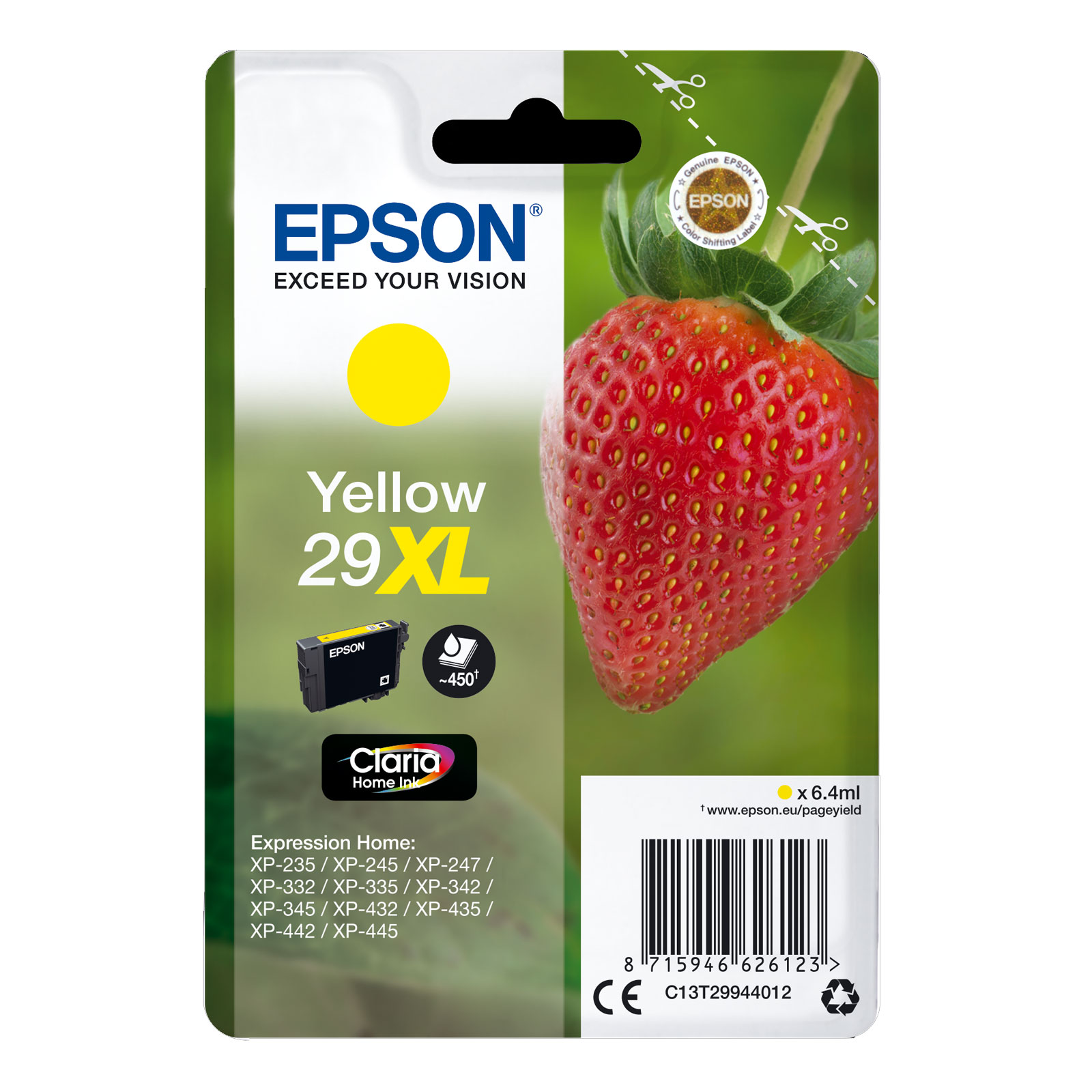 Epson C13T29944012 Singlepack 29XL Claria Home Ink Serie "Erdbeere" Yellow