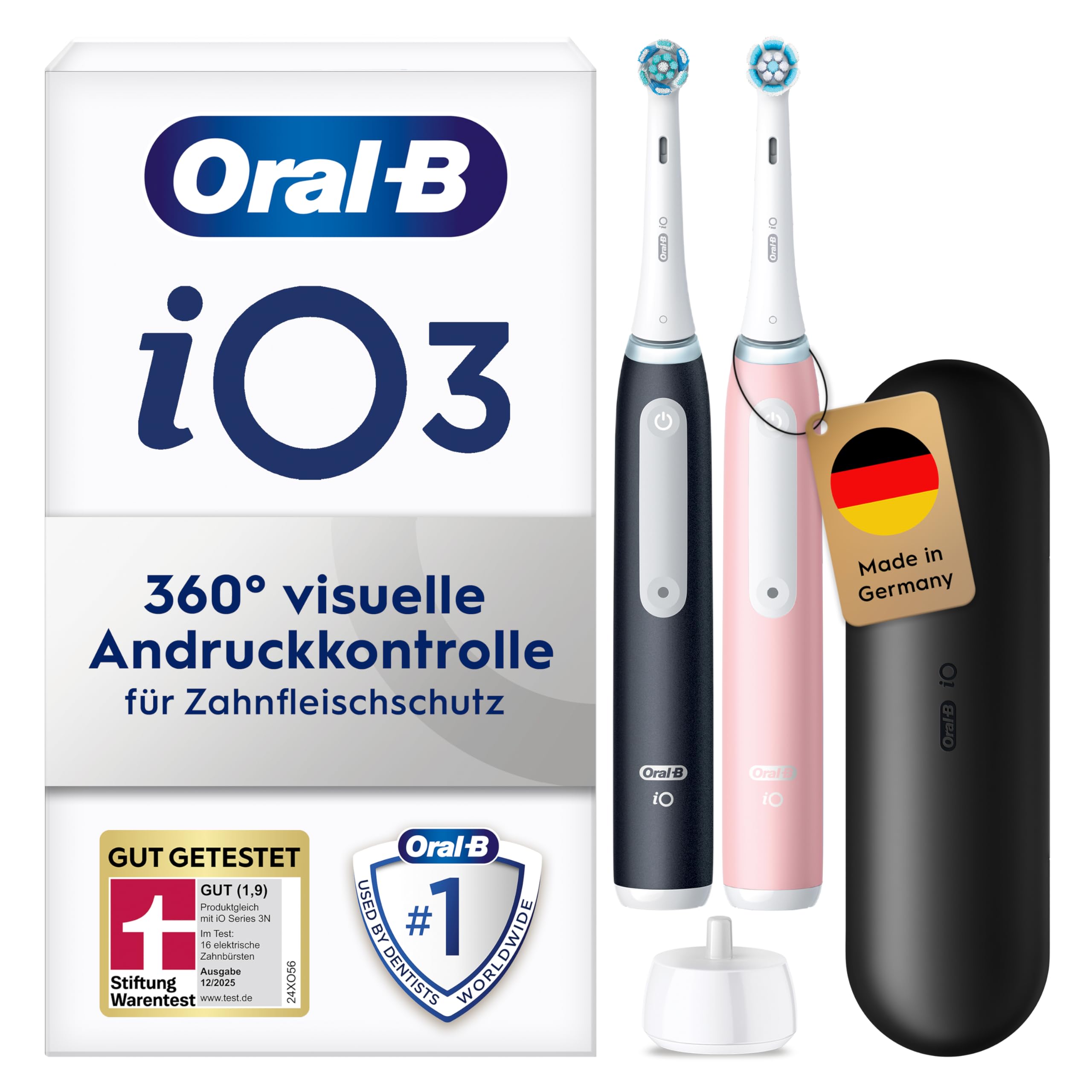 Oral-B iO Series 3 Elektrische Zahnbürste Doppelpack Schwarz und Rosa