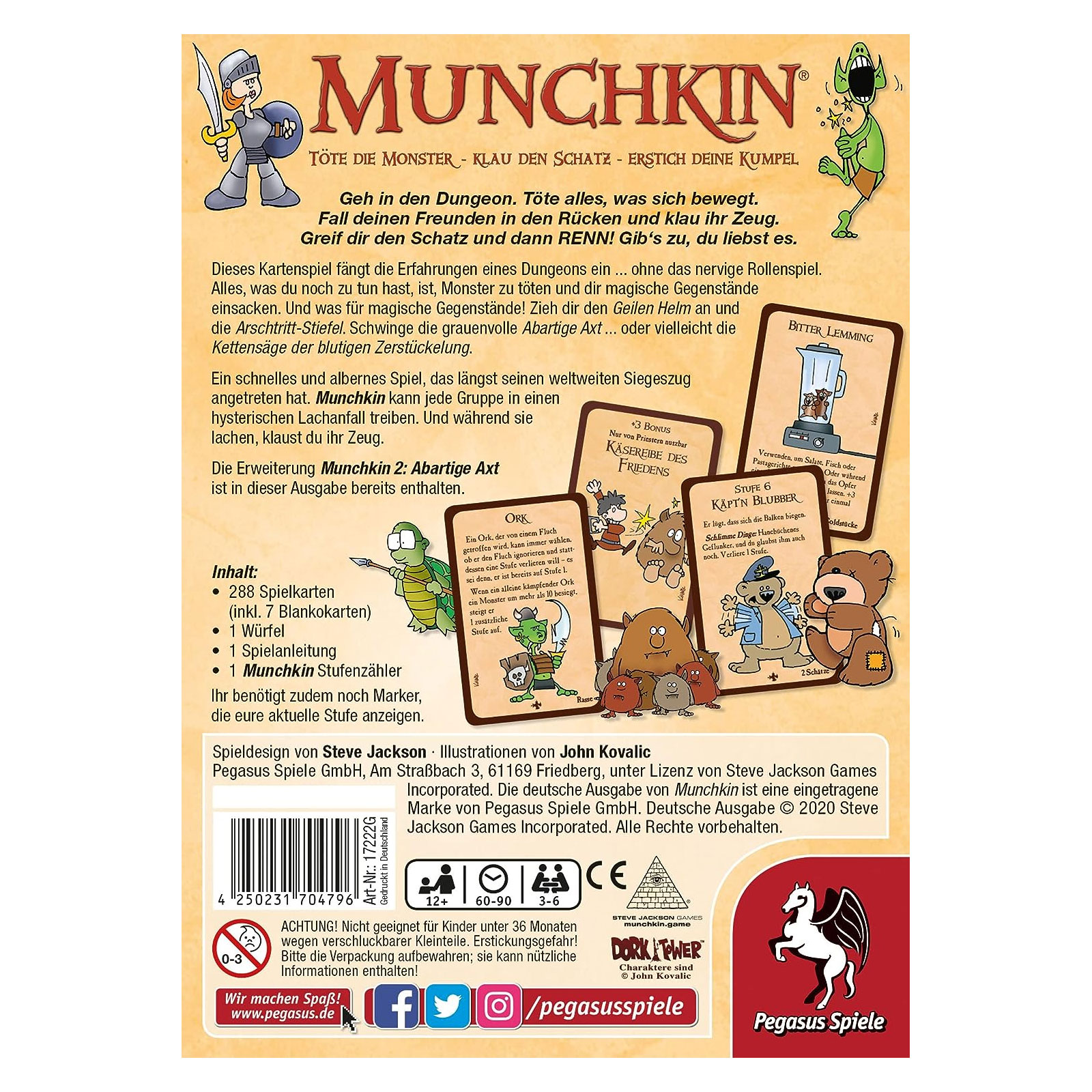 Pegasus Spiele Munchkin 1+2 17222G Kartenspiel