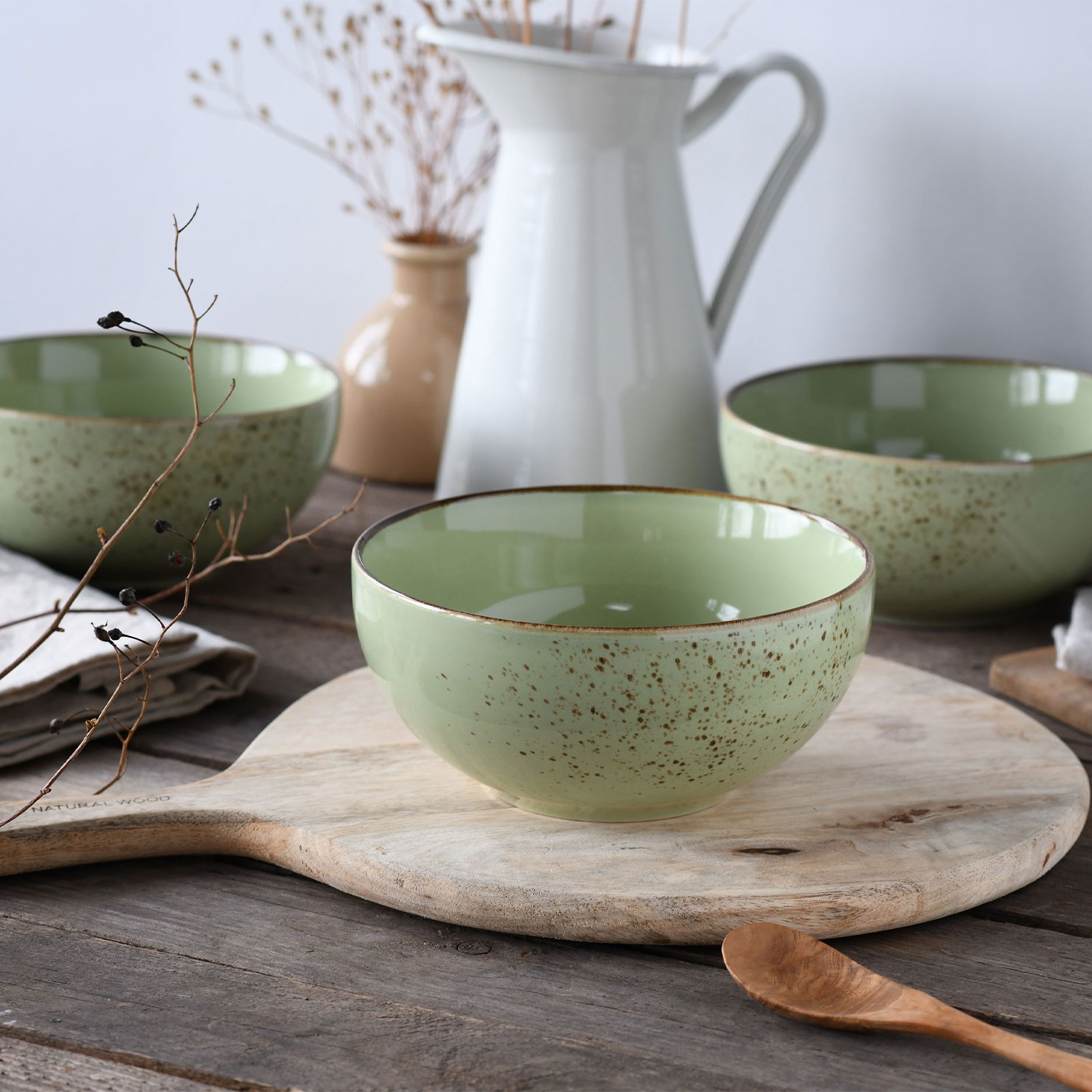 CreaTable 24224 Nature Collection Green Life, Bowl Set 12-teilig