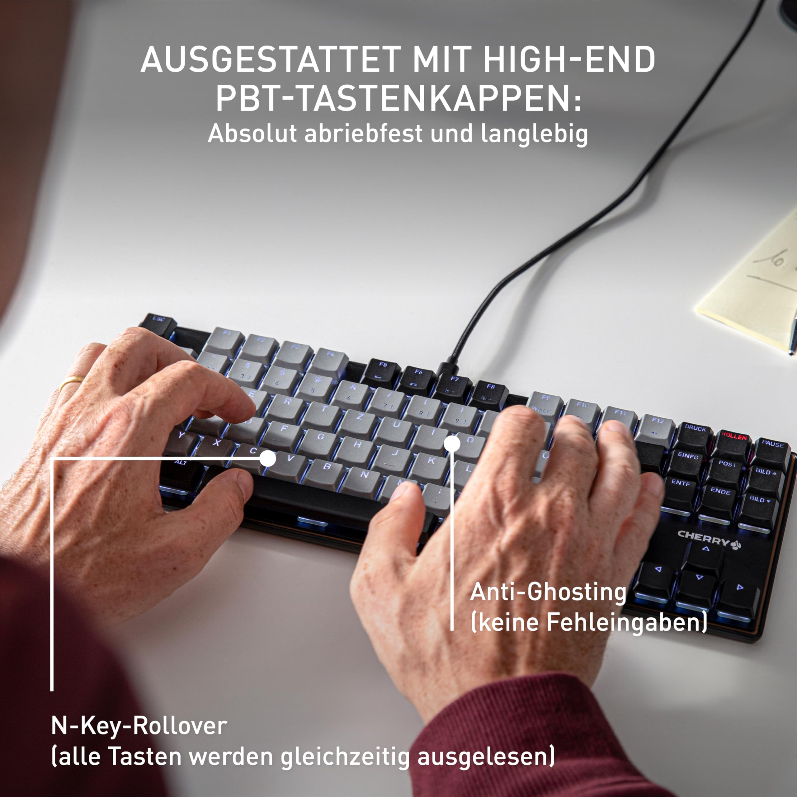 CHERRY KC 500 MX LP TKL, Mechanische Low-Profile-Tastatur ohne Nummernblock