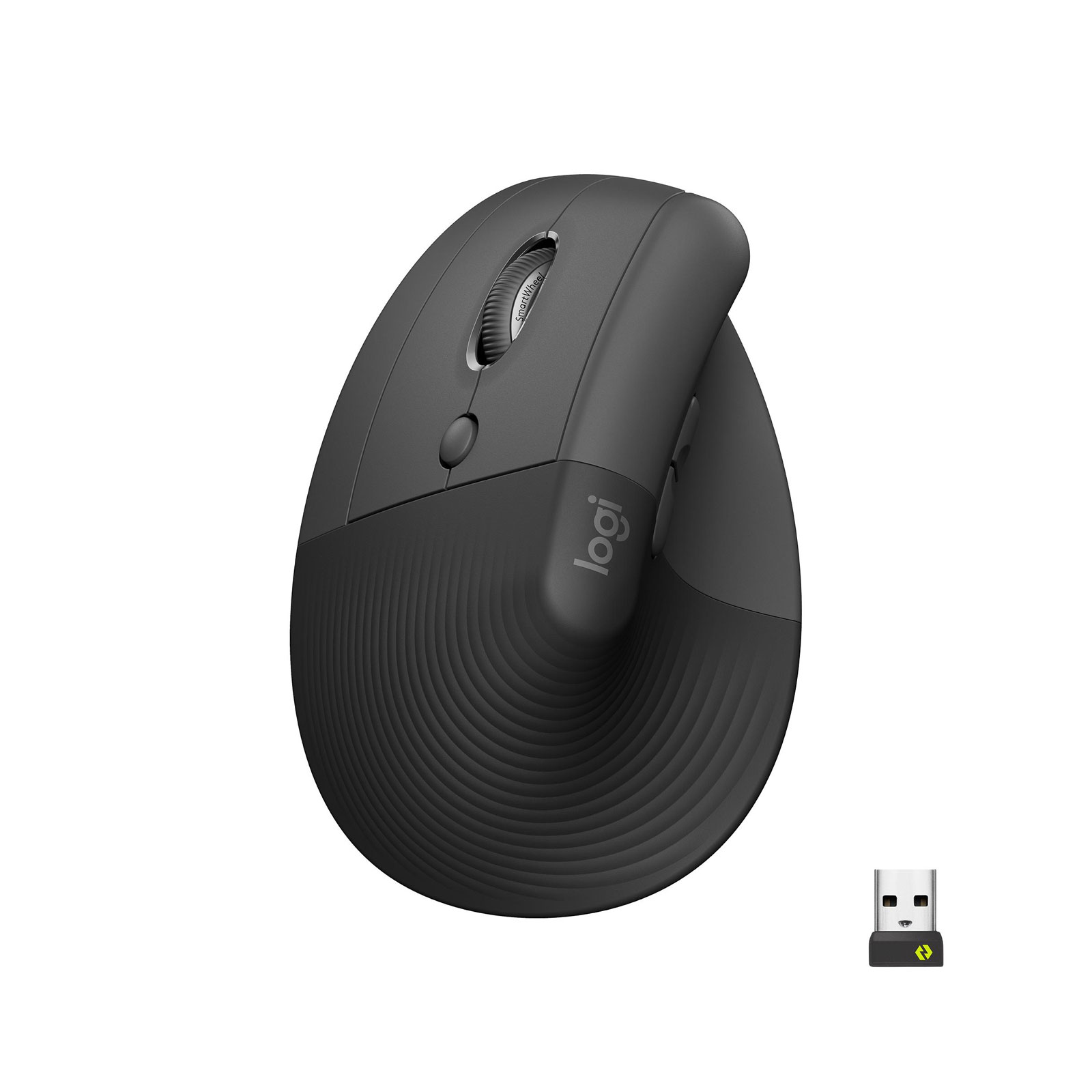 Logitech Lift - linkshändige vertikale ergonomische Maus, Grafit (Bluetooth, kabellos)